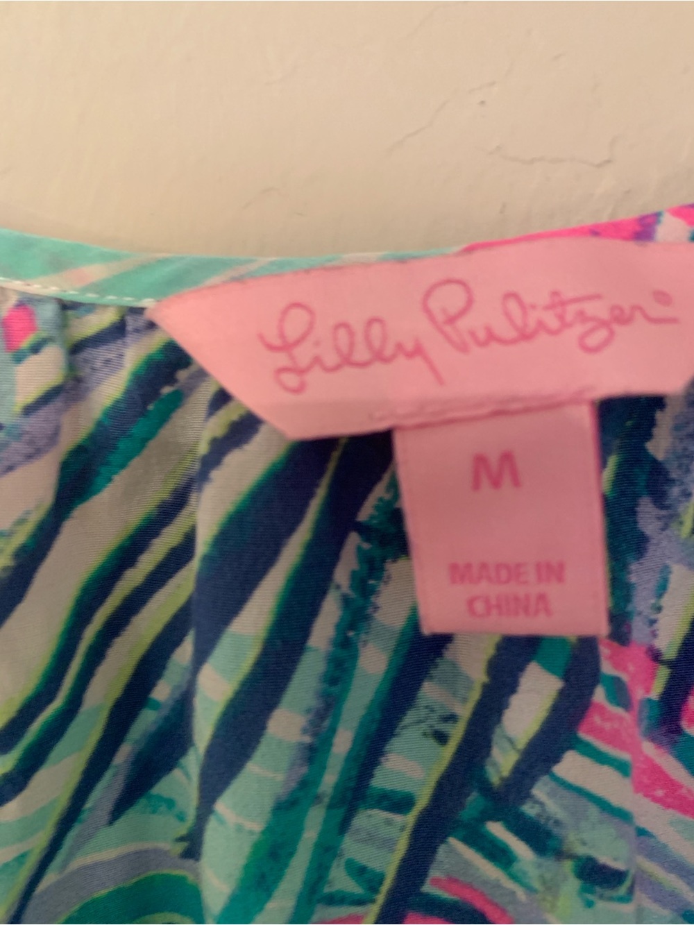 Lilly Pulitzer Silk Pink, Teal & Blue Tropical Palm Branch Print Midi Dress M - Picture 2 of 9